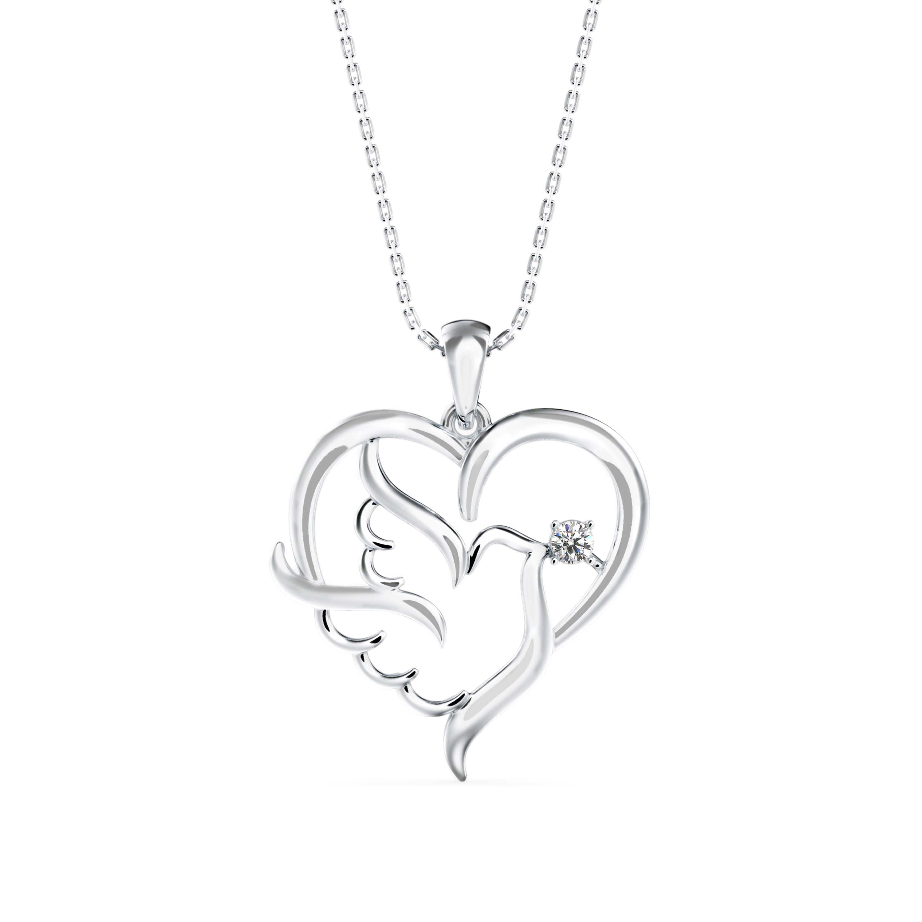 Glider Heart Diamond Pendant-Silver