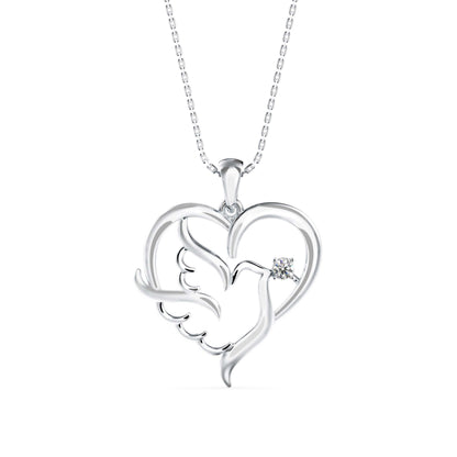 Glider Heart Diamond Pendant-Silver