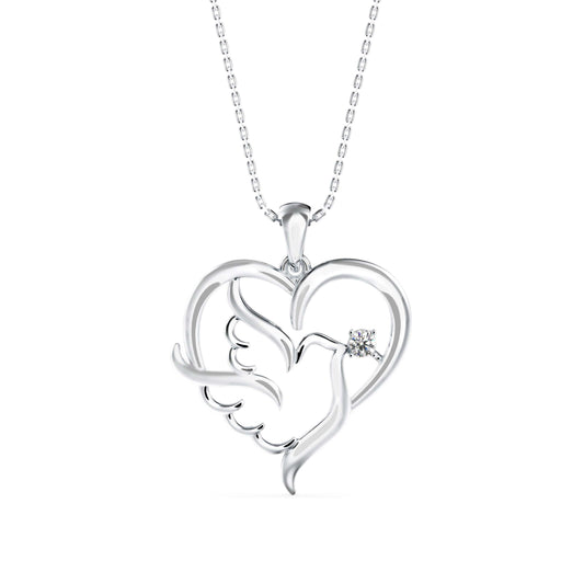 Glider Heart Diamond Pendant-Silver