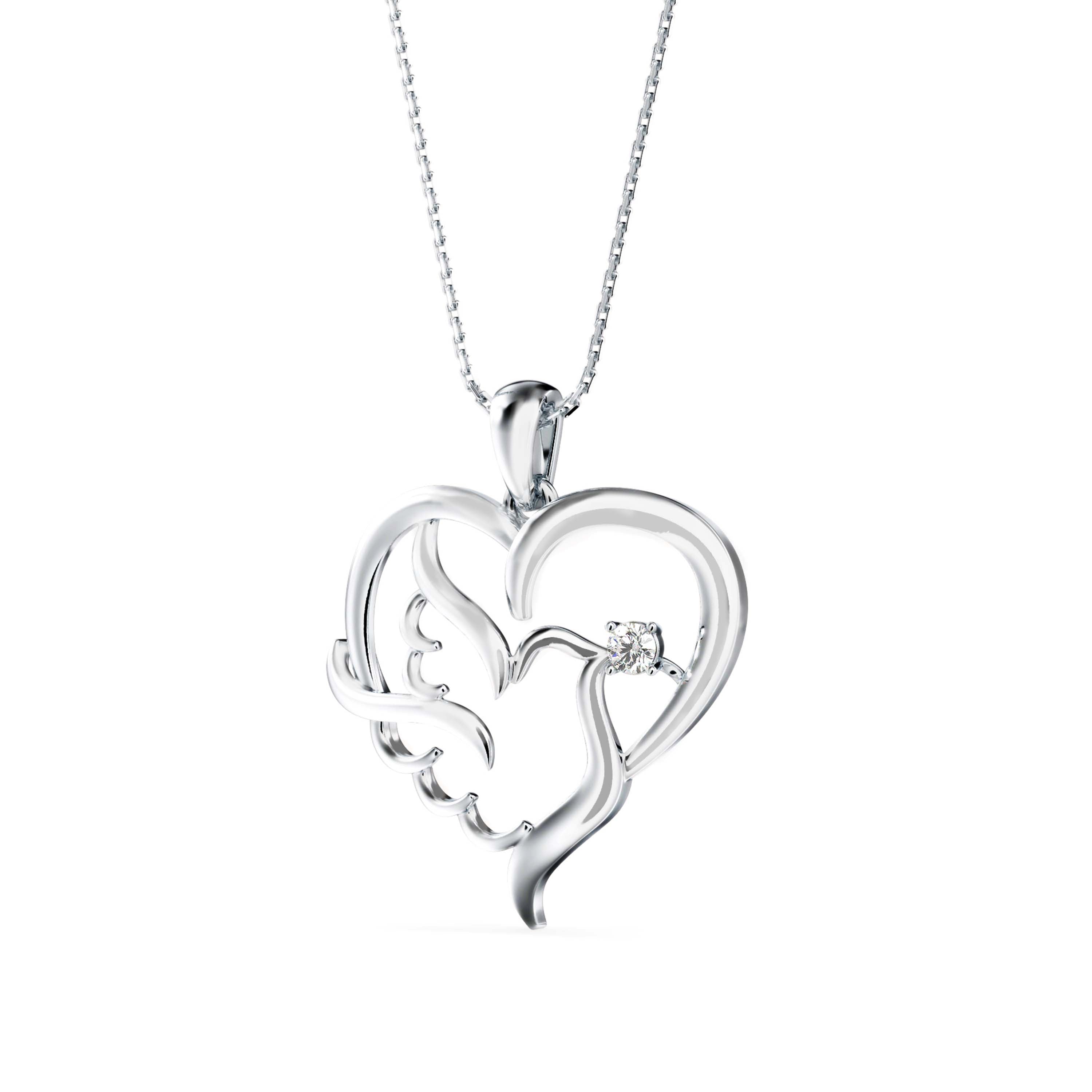 Glider Heart Diamond Pendant-Silver
