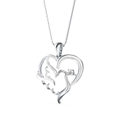 Glider Heart Diamond Pendant-Silver