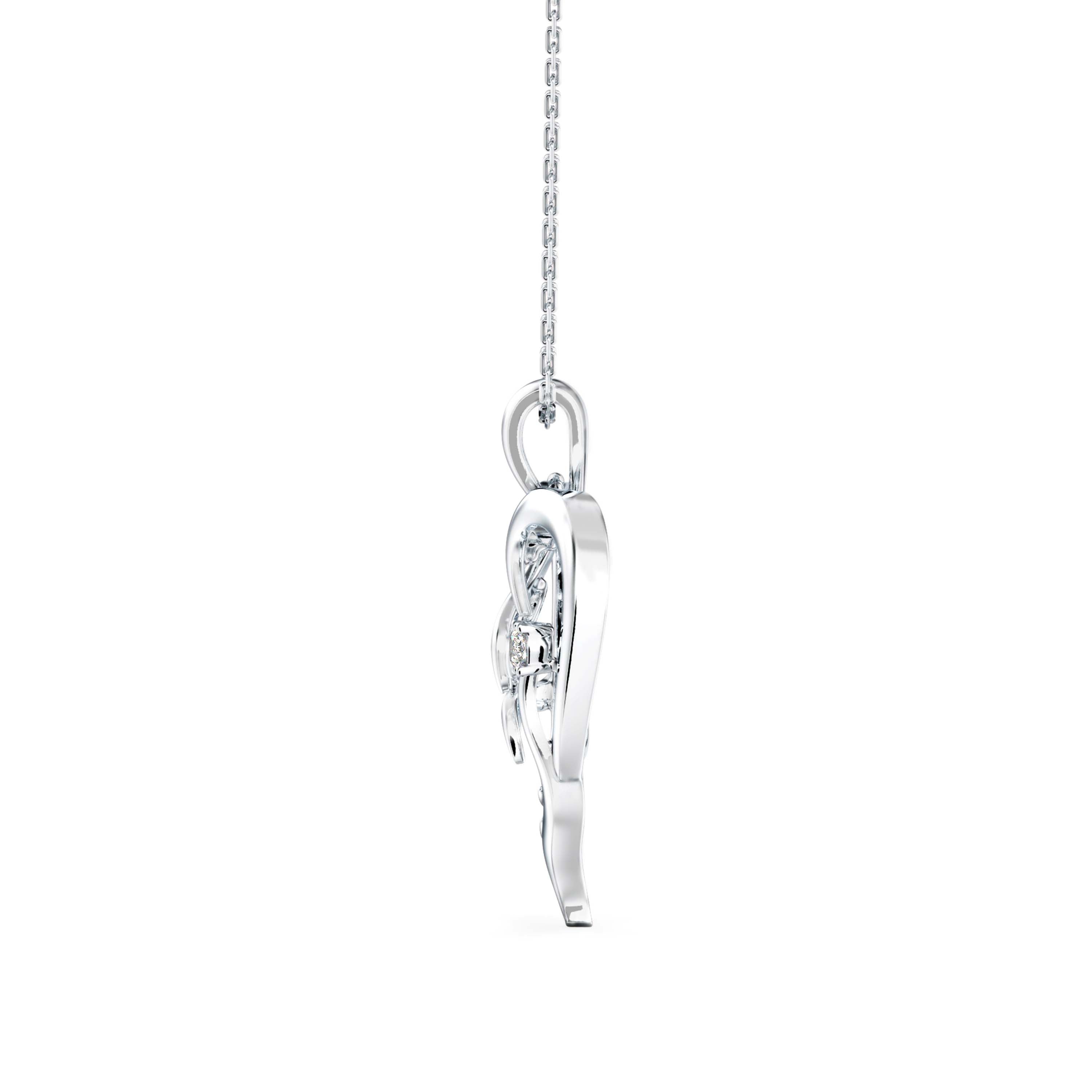 Glider Heart Diamond Pendant-Silver