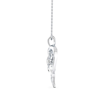 Glider Heart Diamond Pendant-Silver
