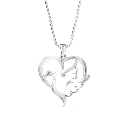 Glider Heart Diamond Pendant-Silver
