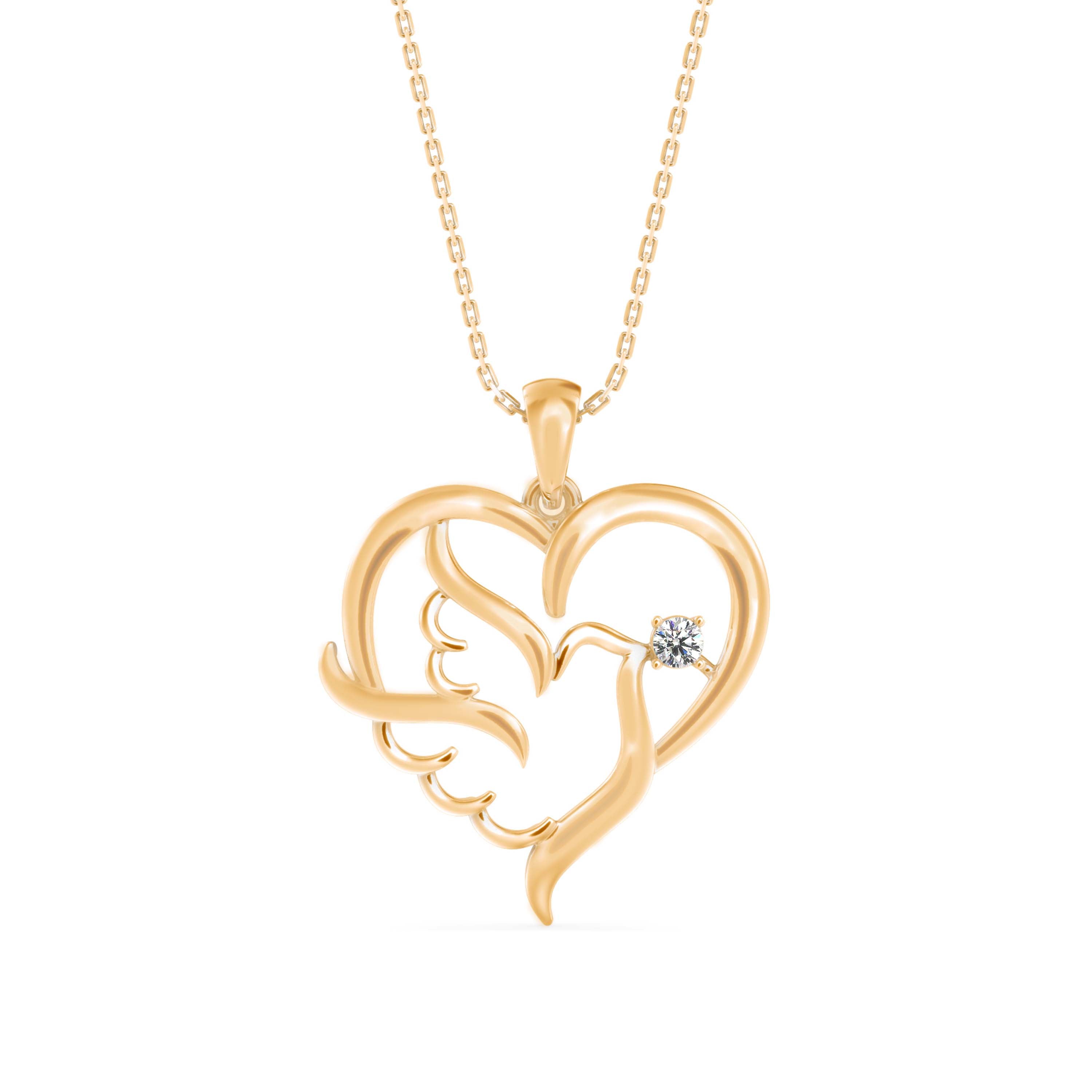 Glider Heart Diamond Pendant-Golden