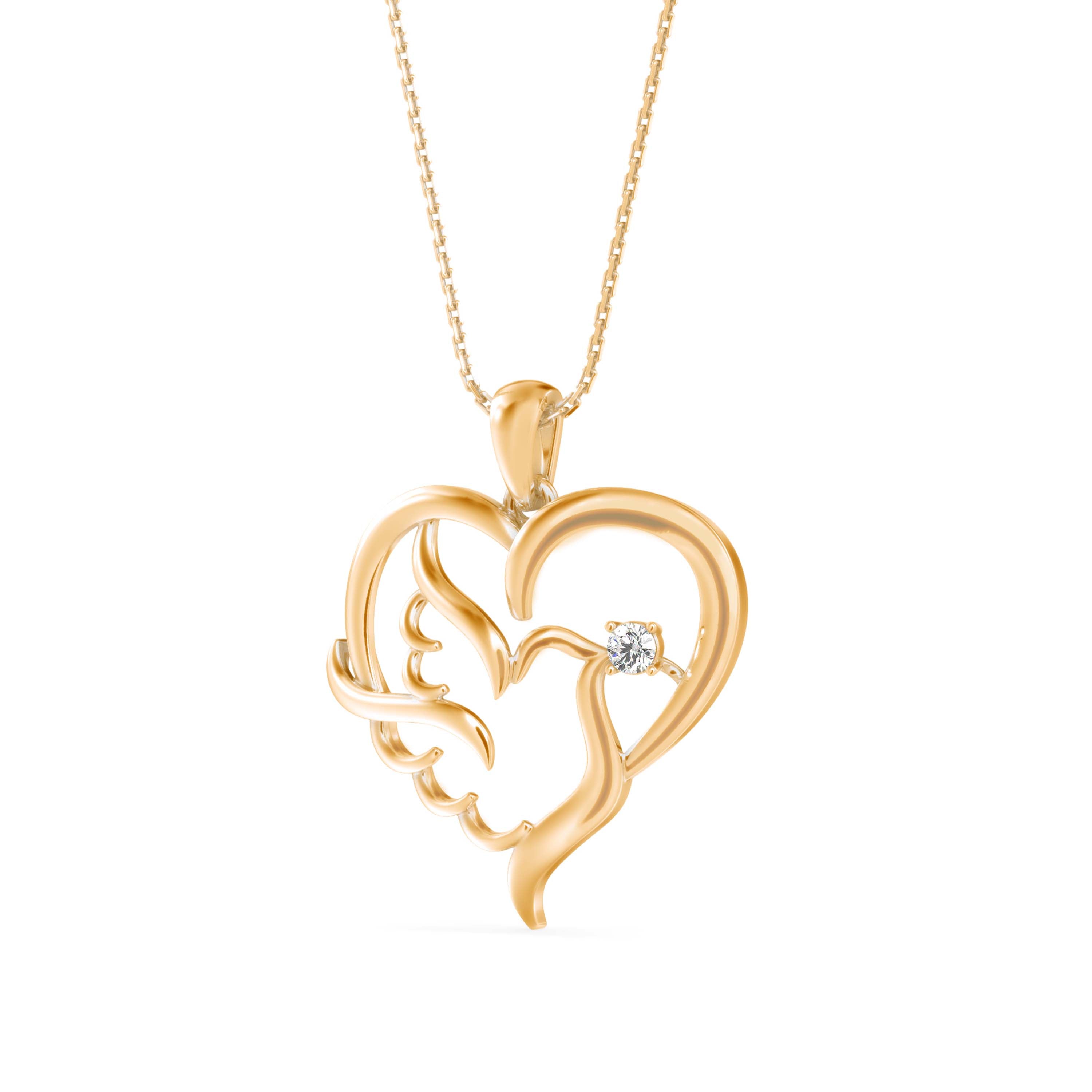 Glider Heart Diamond Pendant-Golden