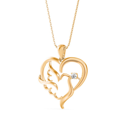 Glider Heart Diamond Pendant-Golden