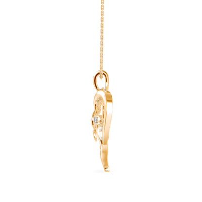 Glider Heart Diamond Pendant-Golden