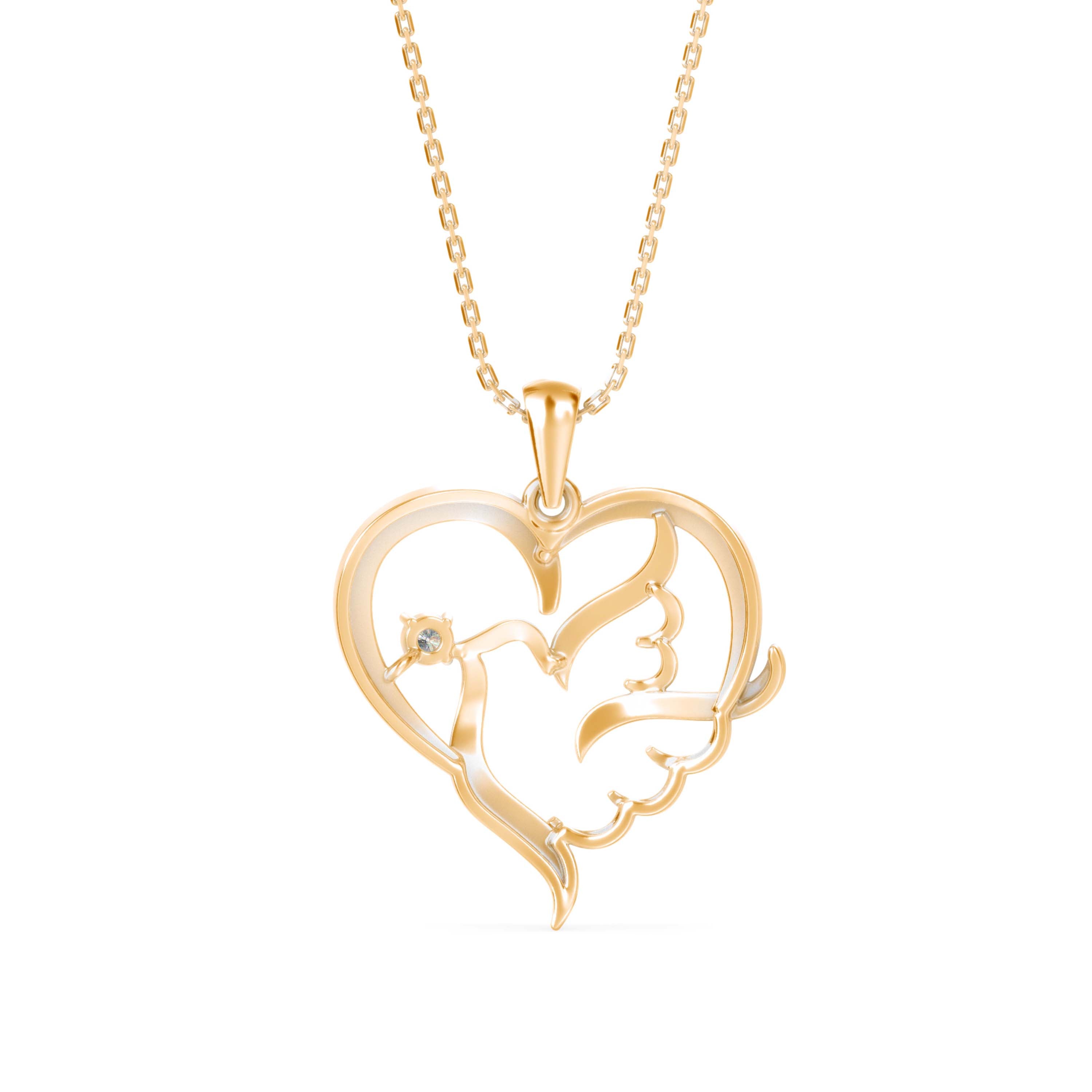 Glider Heart Diamond Pendant-Golden