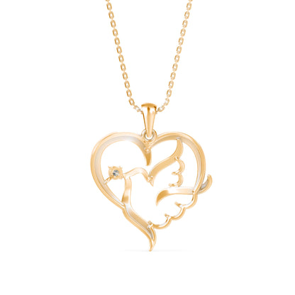 Glider Heart Diamond Pendant-Golden