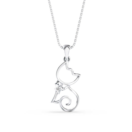 Lotus Light Diamond Pendant-Silver