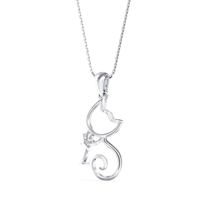 Lotus Light Diamond Pendant-Silver