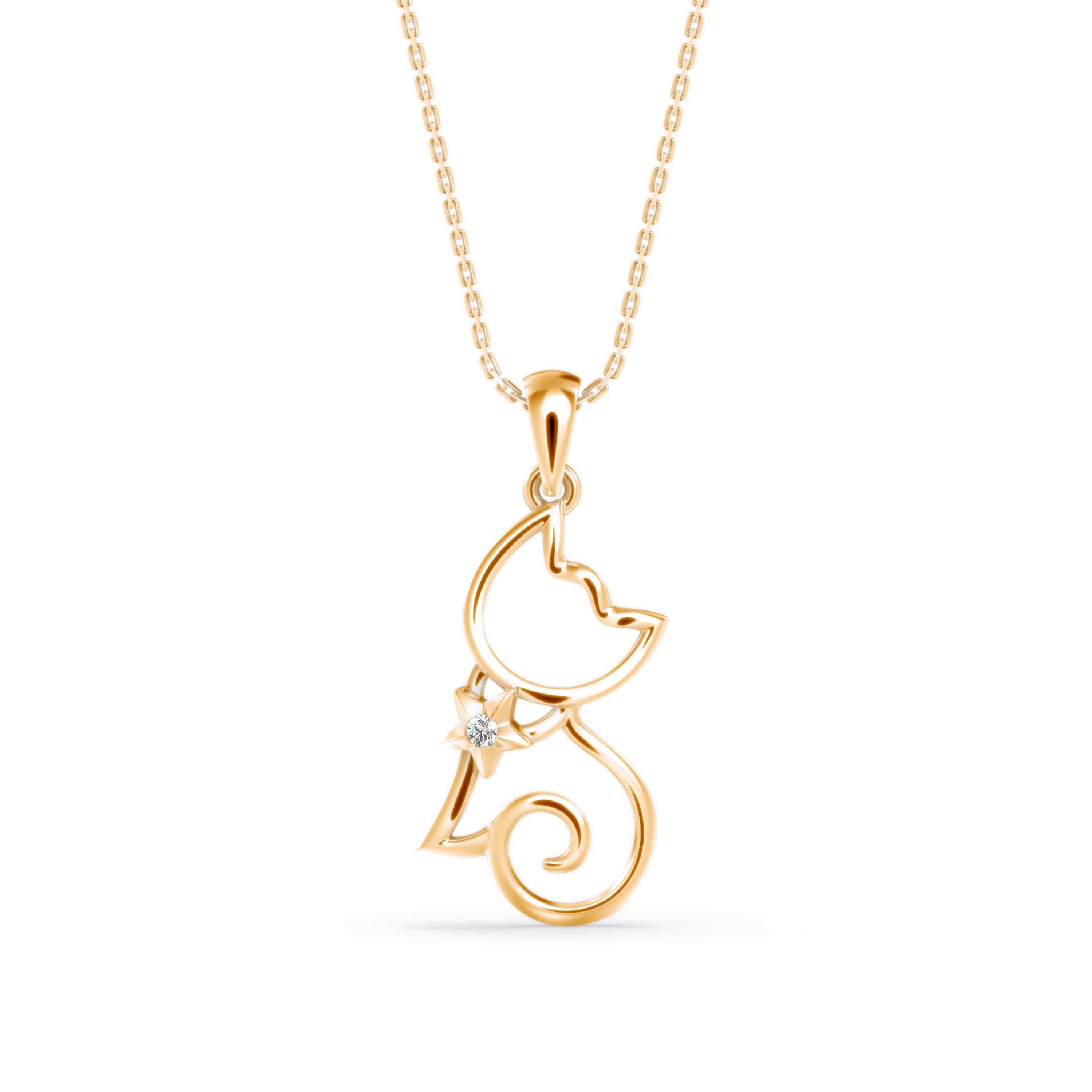 Lotus Light Diamond Pendant-Golden