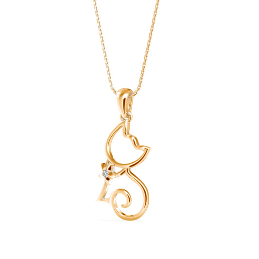 Lotus Light Diamond Pendant-Golden