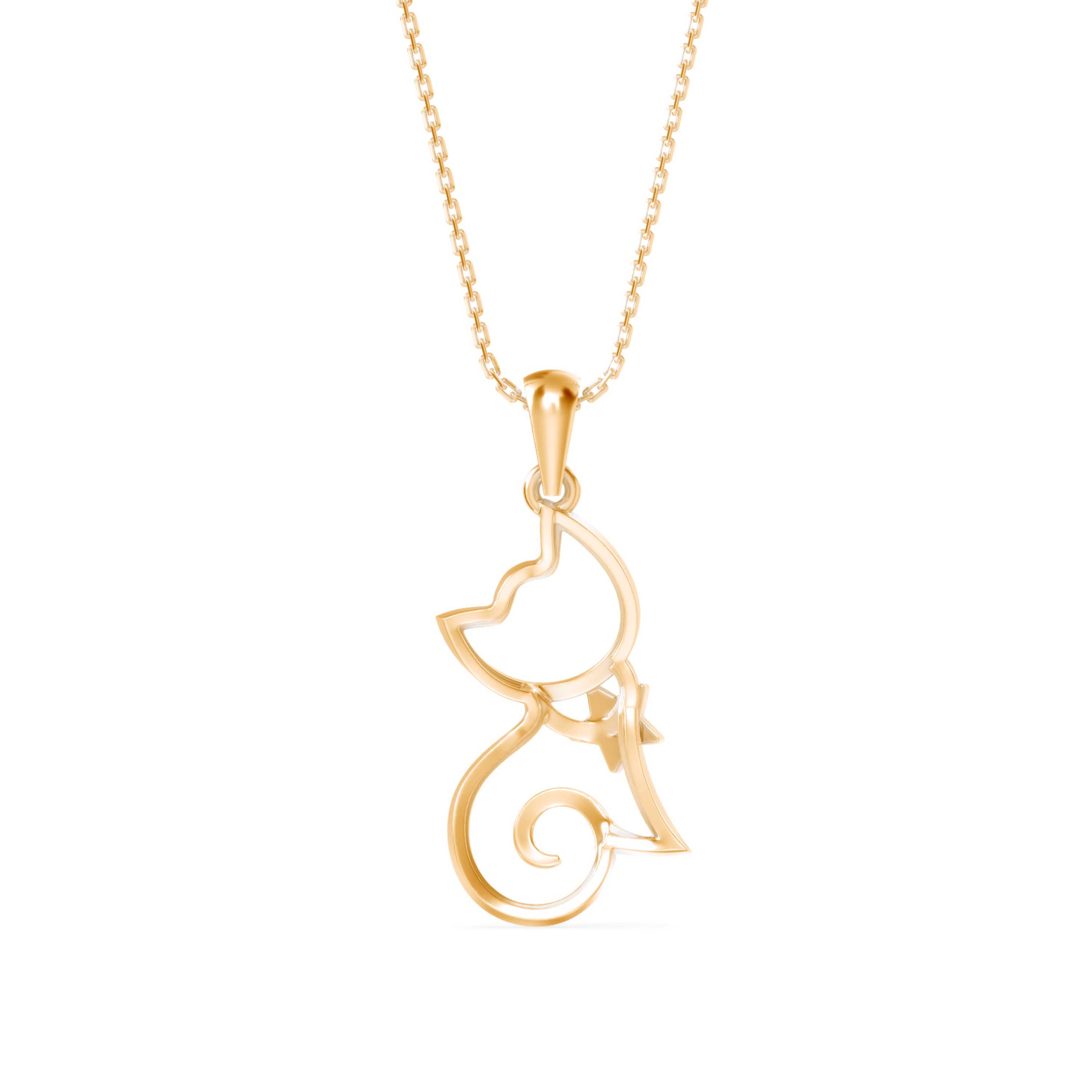 Lotus Light Diamond Pendant-Golden