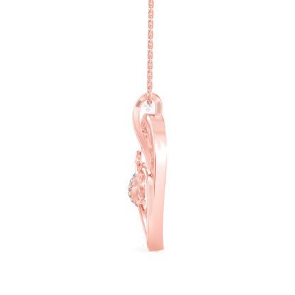 Kitten Heart Diamond Pendant-Rose Gold