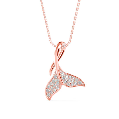 Diamond Fin Charm Pendant-Rose Gold