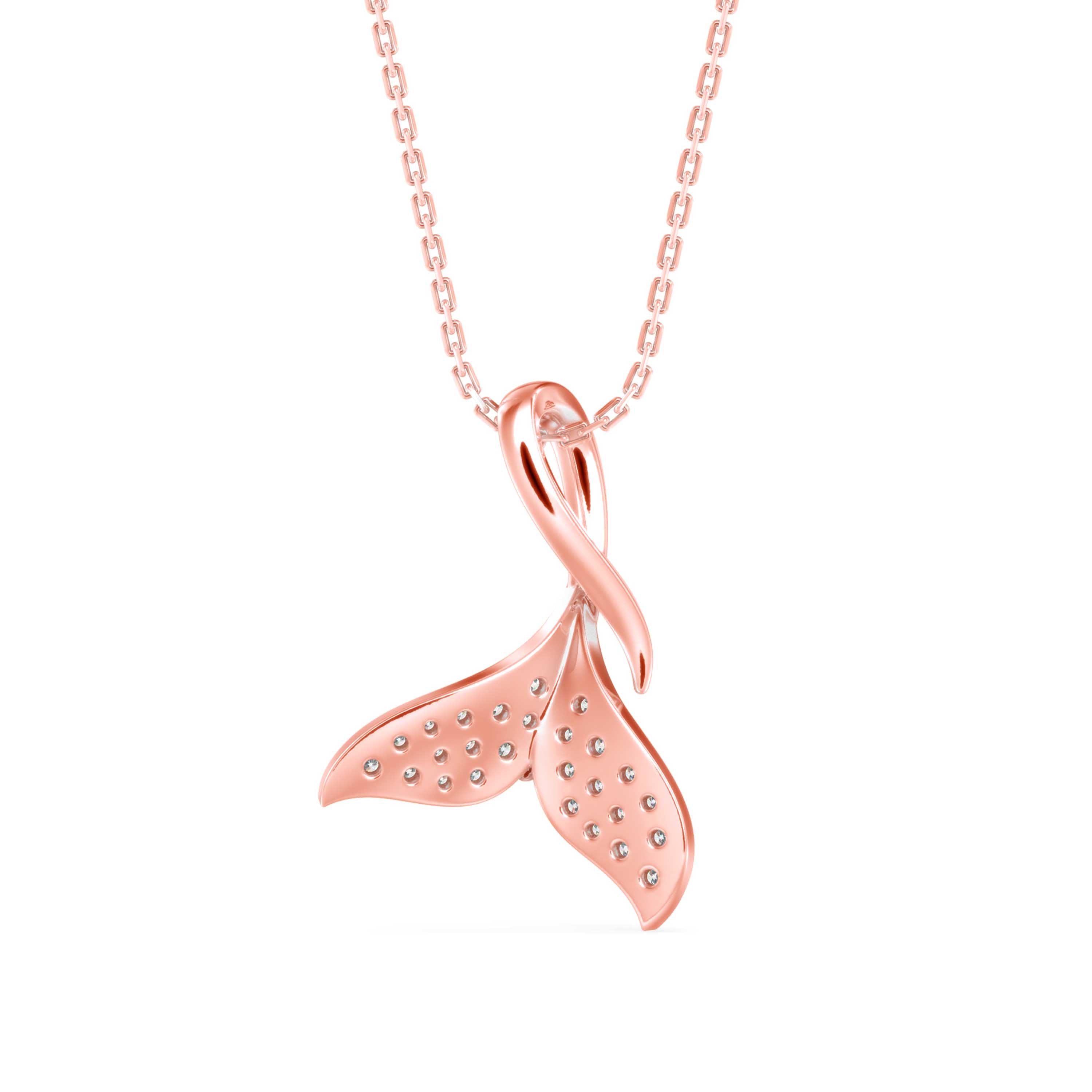 Diamond Fin Charm Pendant-Rose Gold