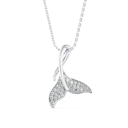 Diamond Fin Charm Pendant-Silver