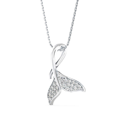 Diamond Fin Charm Pendant-Silver