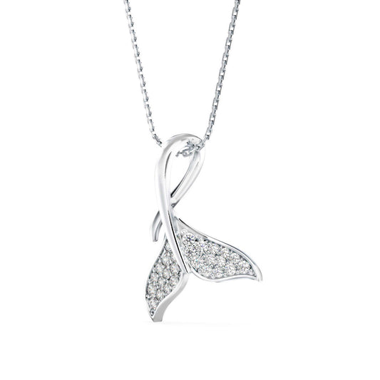 Diamond Fin Charm Pendant-Silver