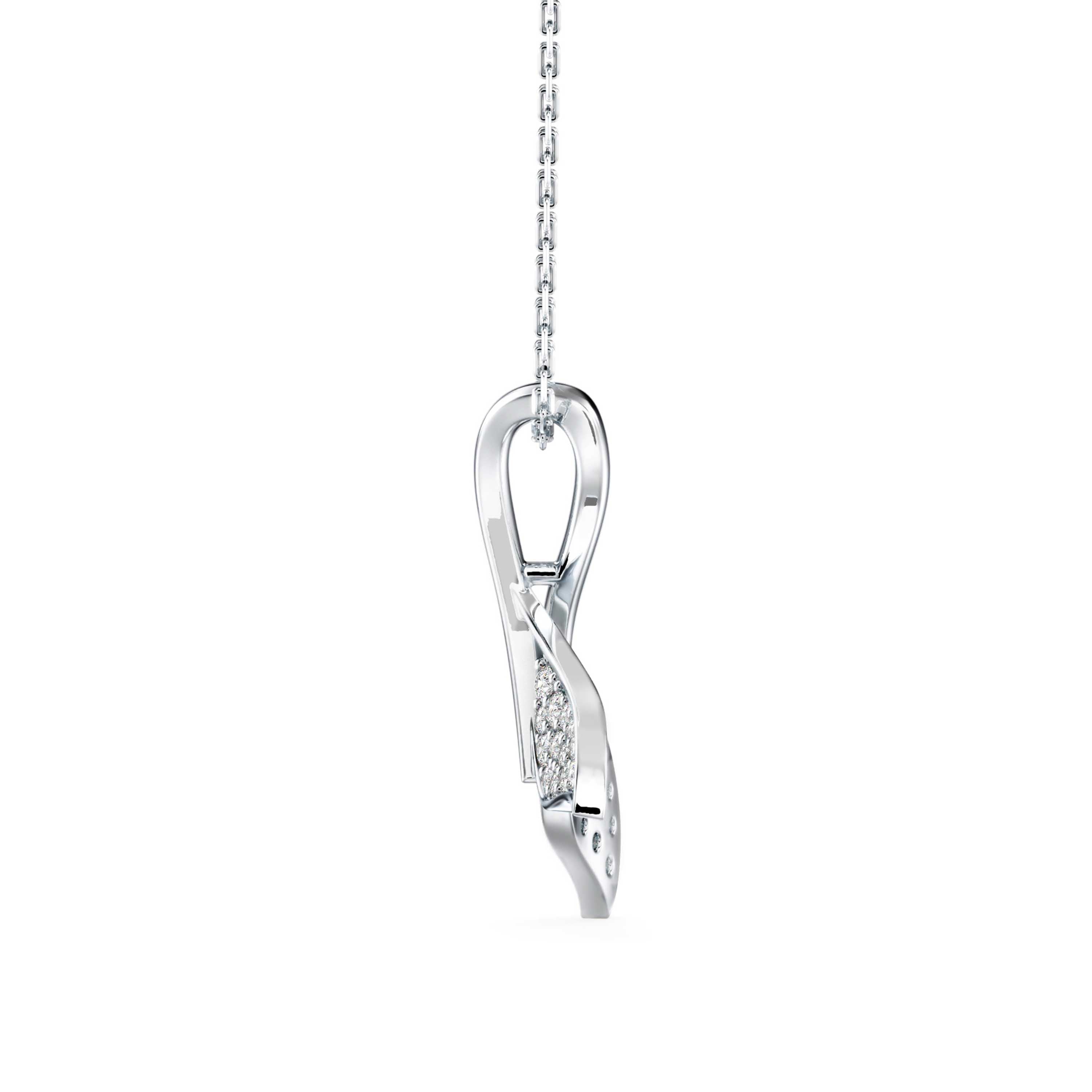 Diamond Fin Charm Pendant-Silver