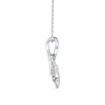 Diamond Fin Charm Pendant-Silver