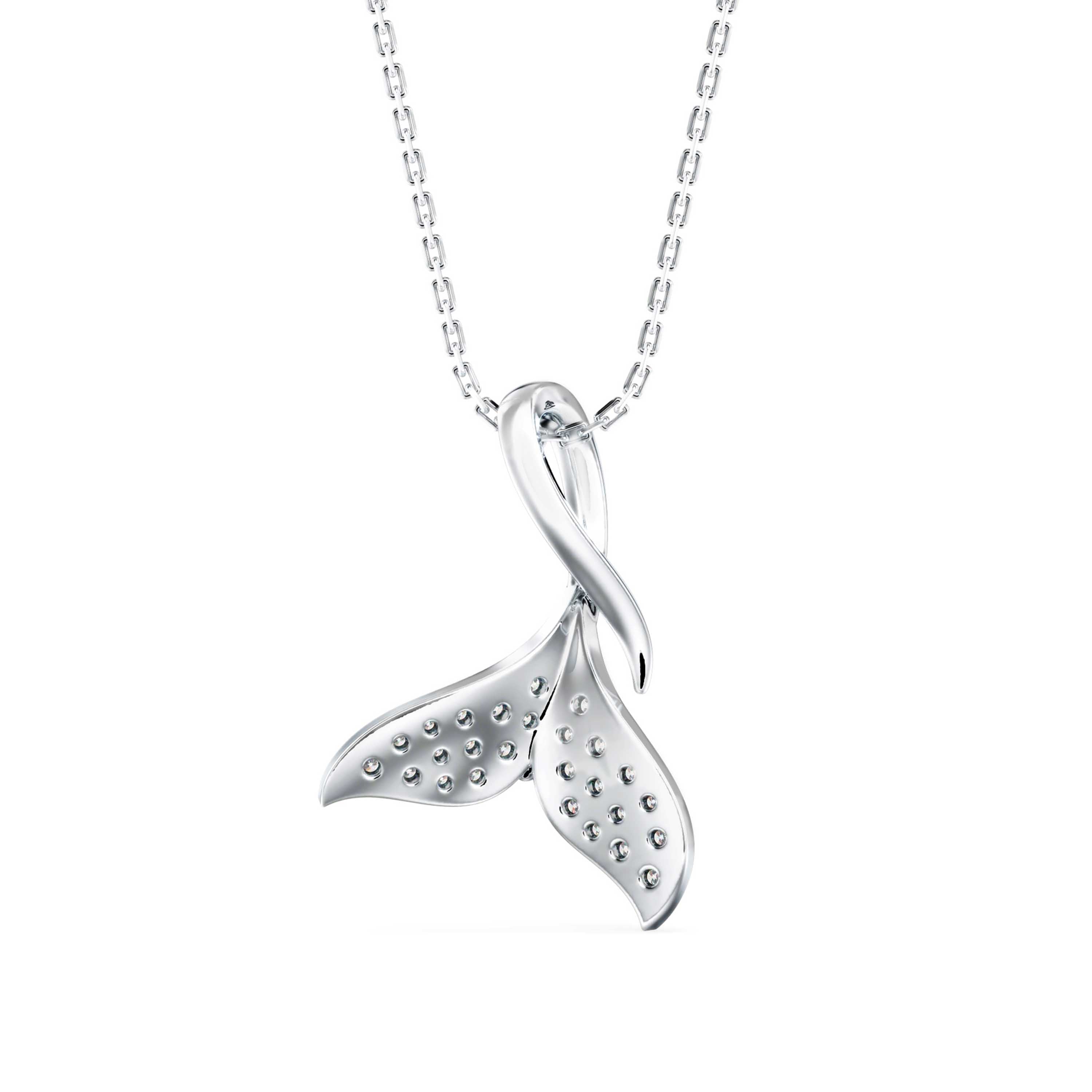 Diamond Fin Charm Pendant-Silver