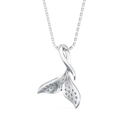 Diamond Fin Charm Pendant-Silver