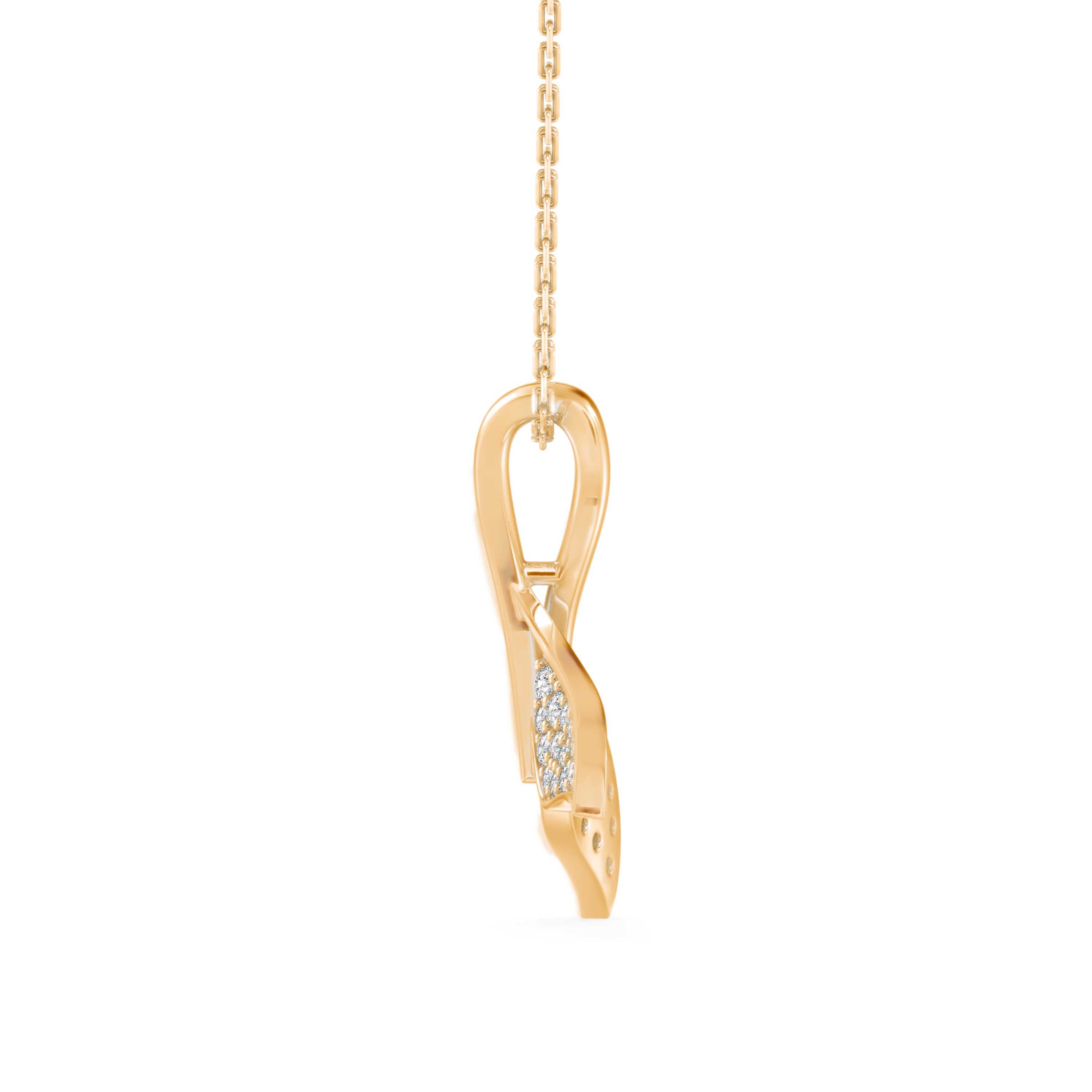 Diamond Fin Charm Pendant-Golden