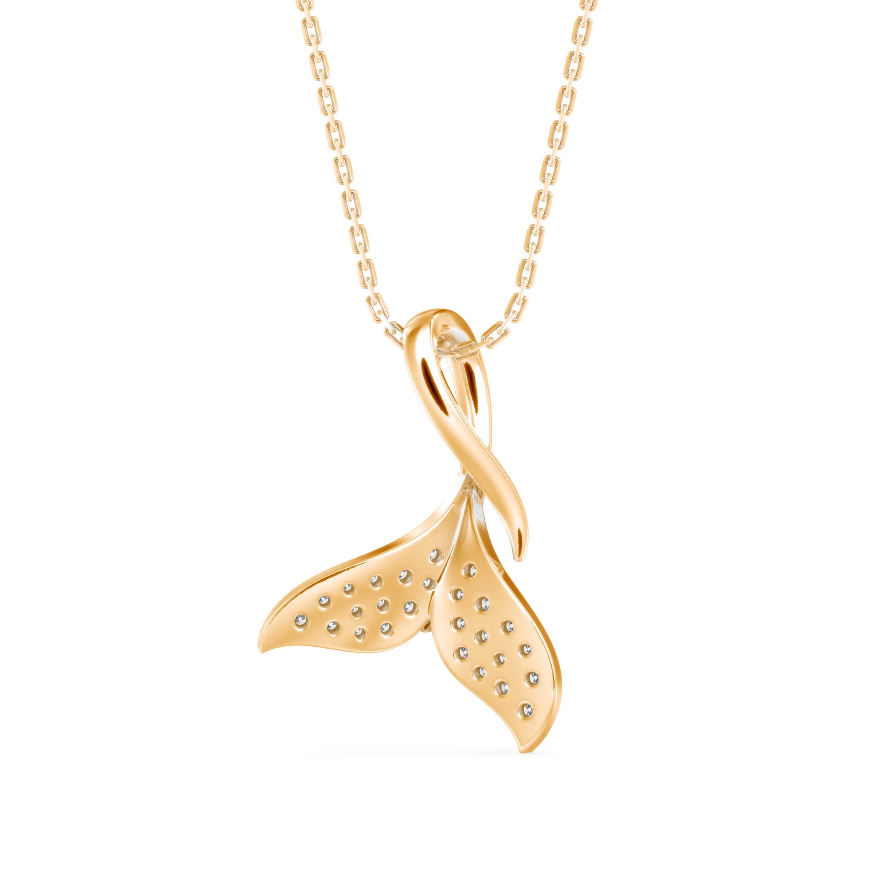 Diamond Fin Charm Pendant-Golden