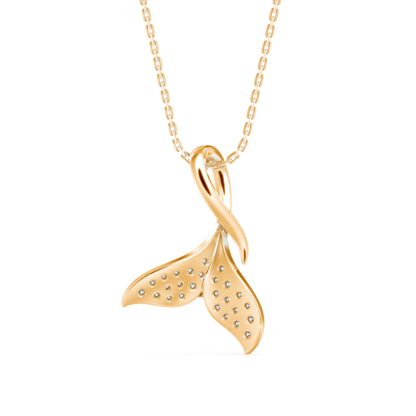 Diamond Fin Charm Pendant-Golden