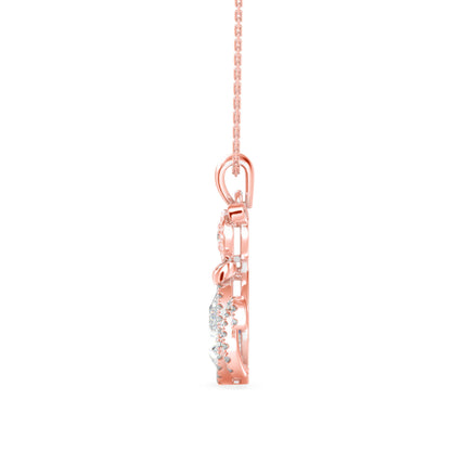 Kitty Charm Diamond Pendant-Rose Gold