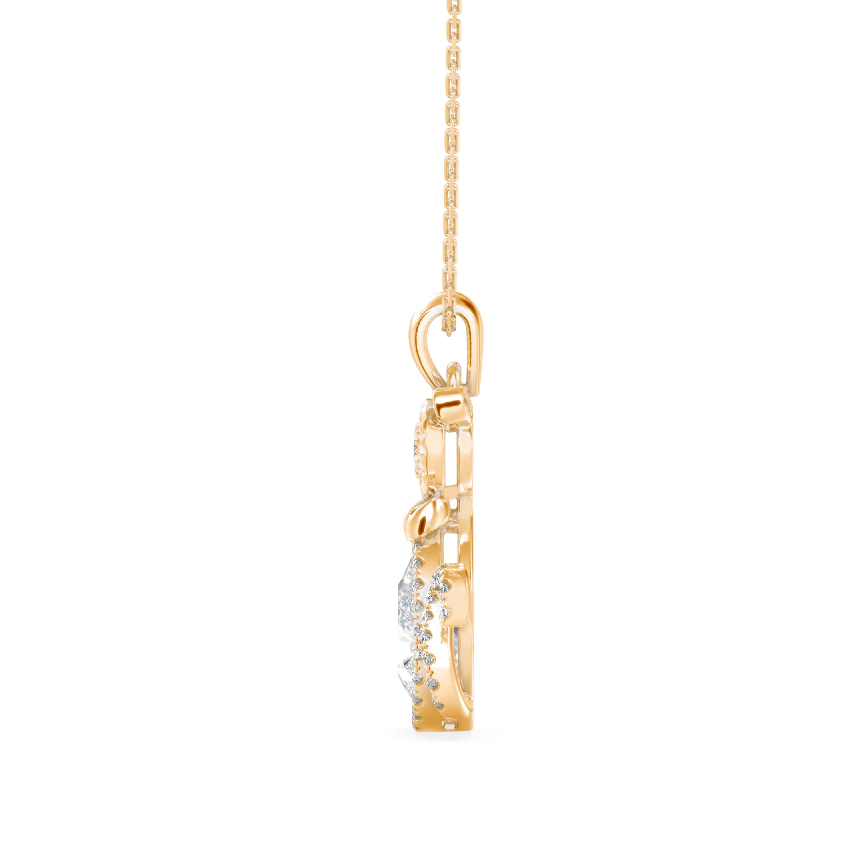 Kitty Charm Diamond Pendant-Golden