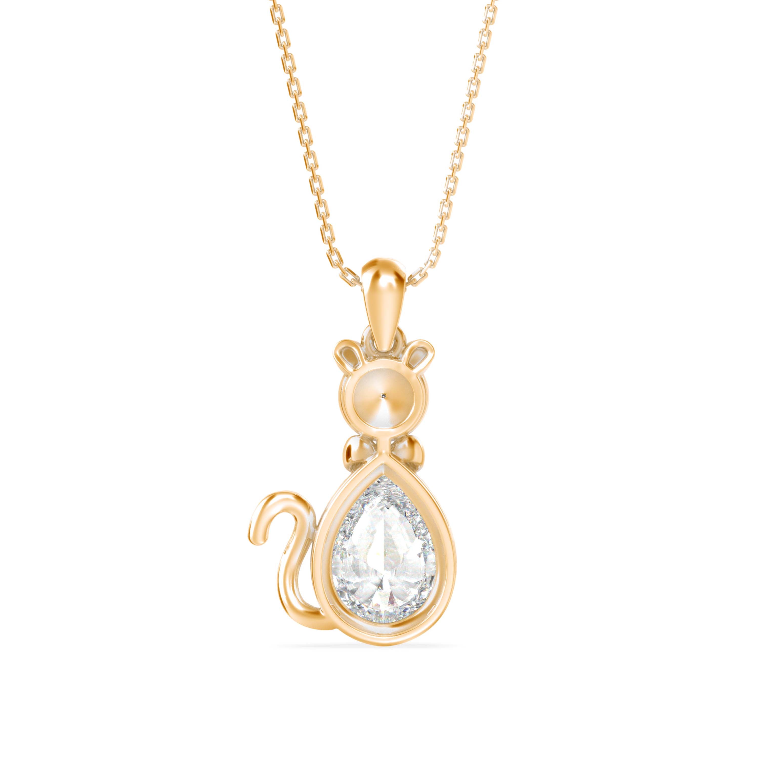 Kitty Charm Diamond Pendant-Golden