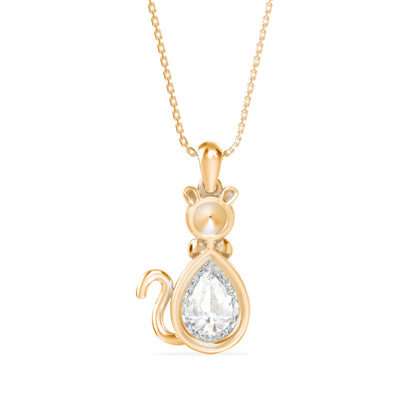Kitty Charm Diamond Pendant-Golden