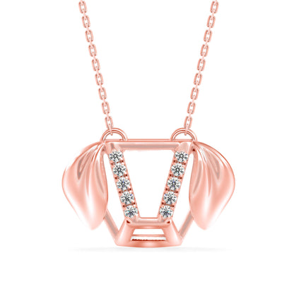 Diner Diamond Charm Pendant-Rose Gold