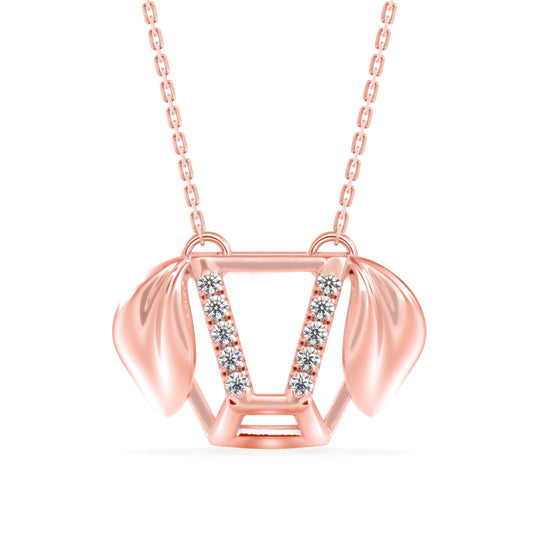 Diner Diamond Charm Pendant-Rose Gold