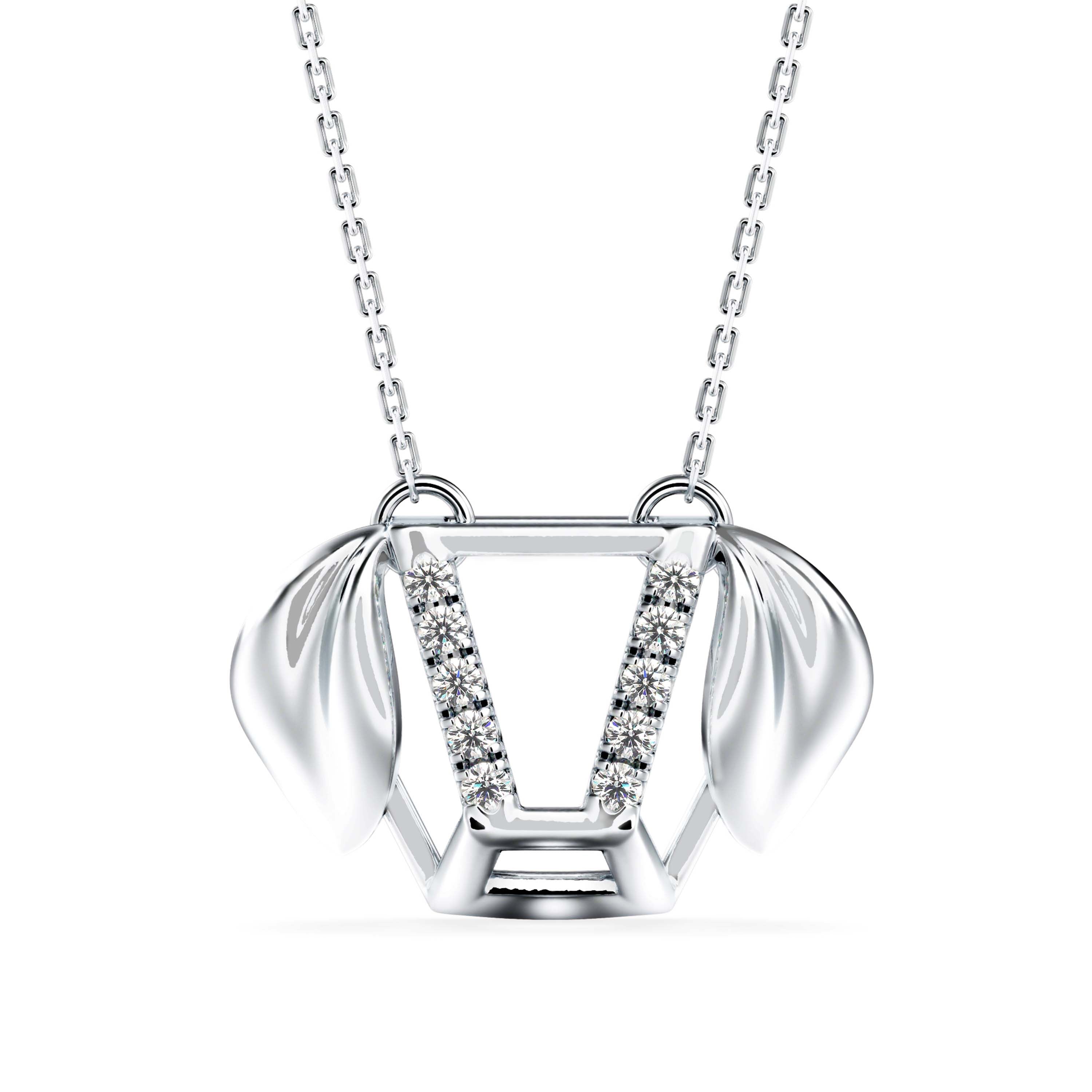 Diner Diamond Charm Pendant-silver