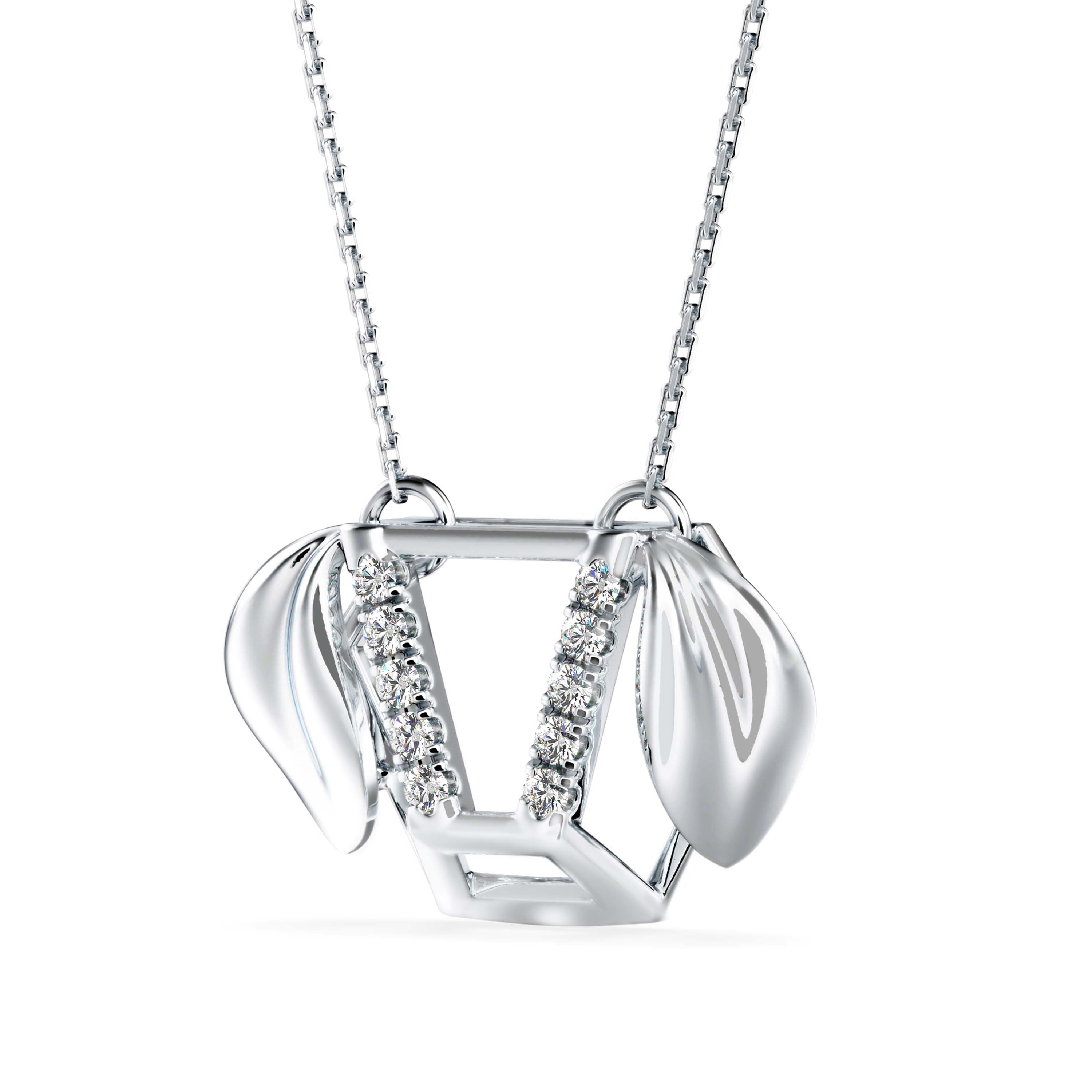Diner Diamond Charm Pendant-silver