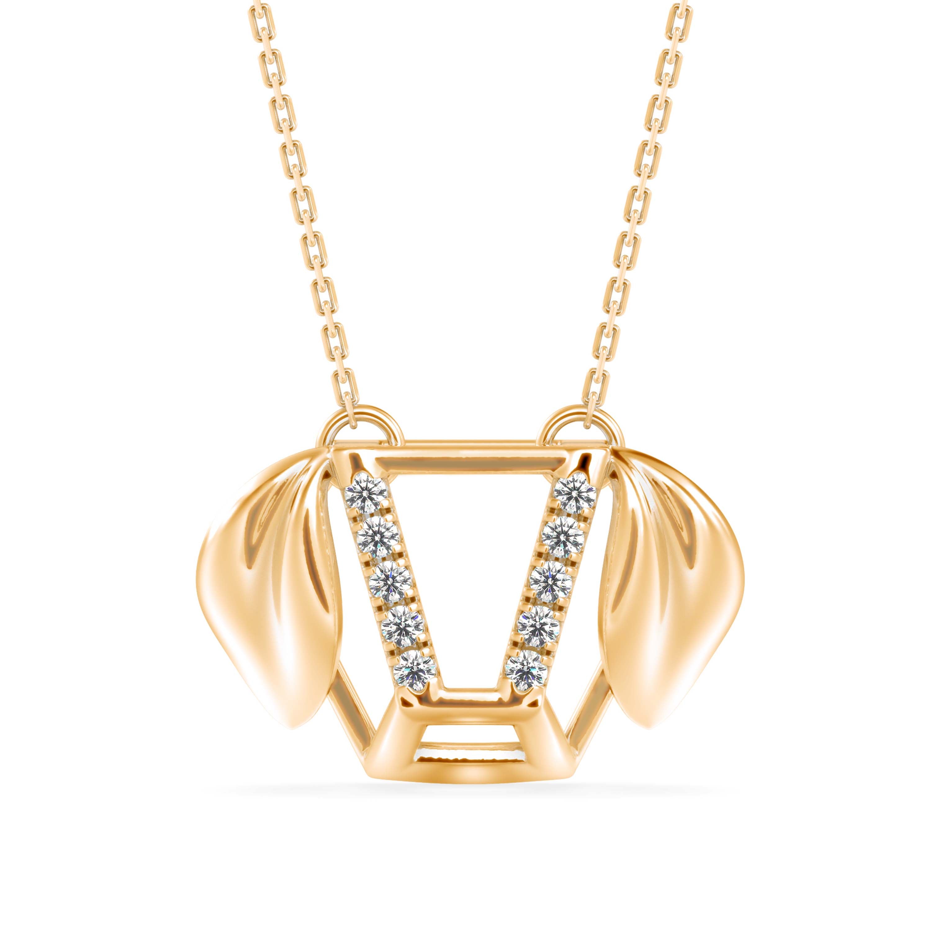 Diner Diamond Charm Pendant-Golden