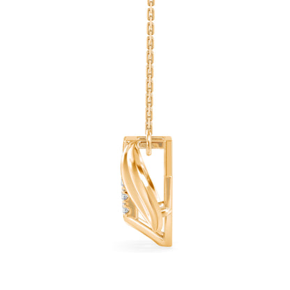 Diner Diamond Charm Pendant-Golden
