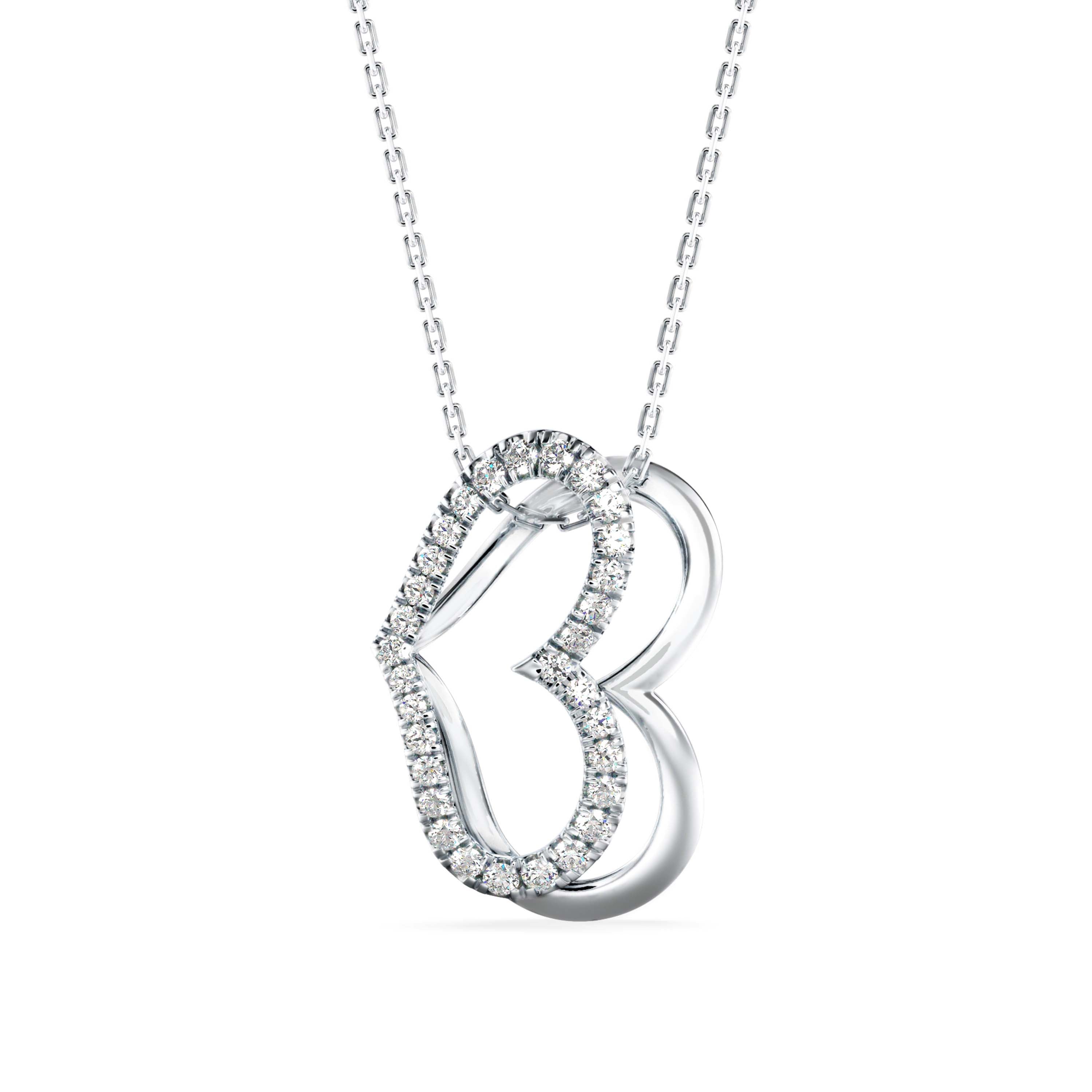 Pumpkin Heart Diamond Pendant-Silver