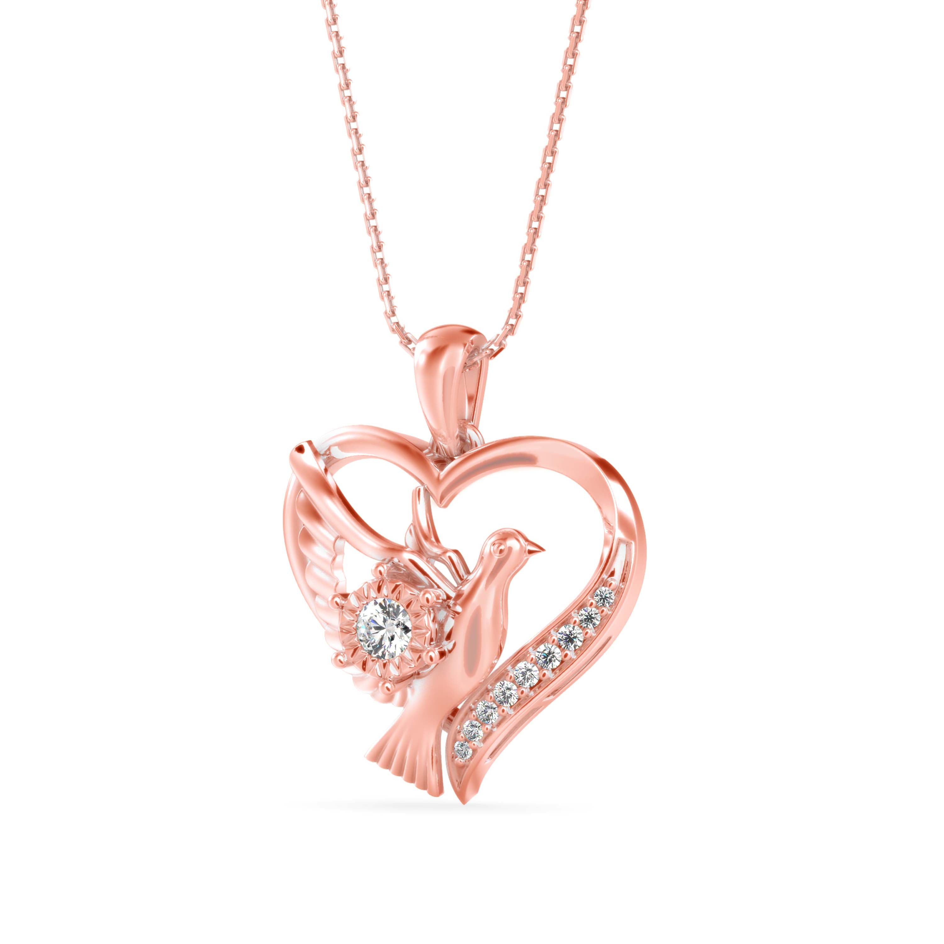 Duplet Heart Diamond Pendant-Rose Gold