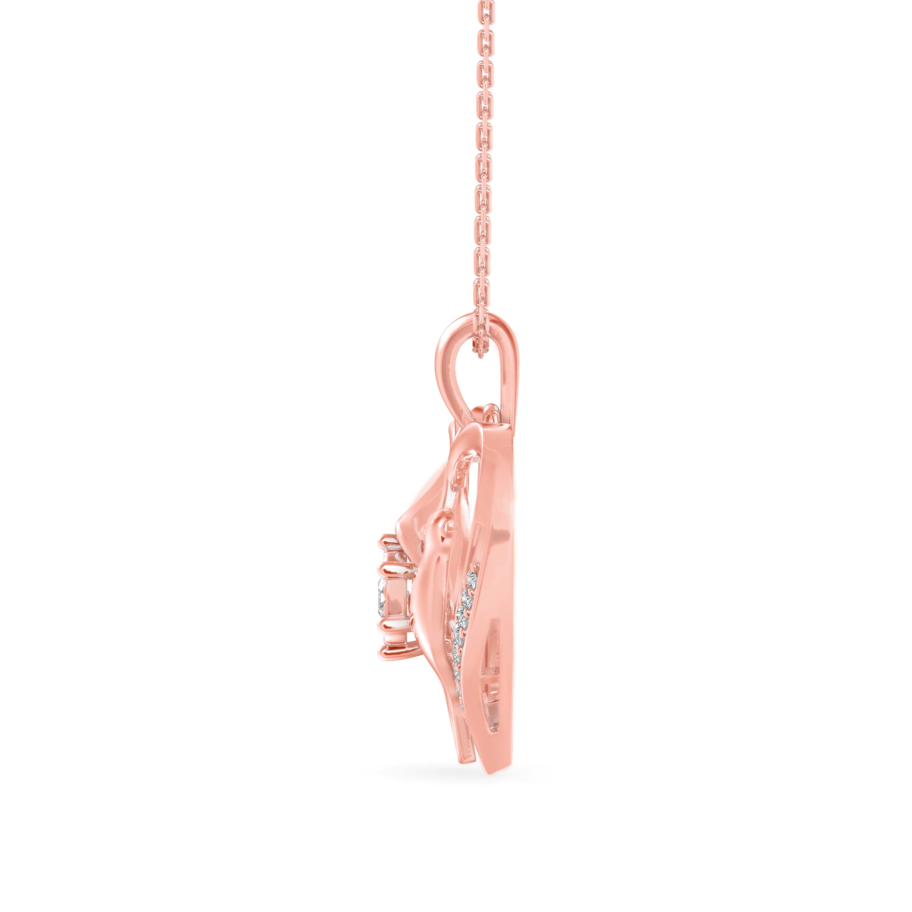 Duplet Heart Diamond Pendant-Rose Gold