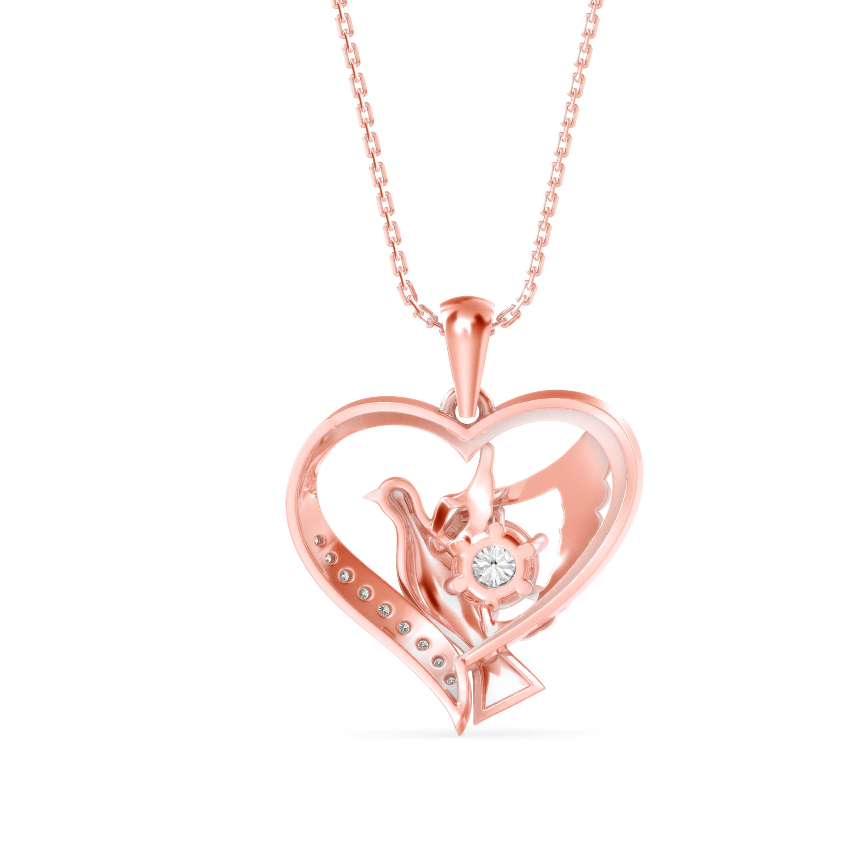 Duplet Heart Diamond Pendant-Rose Gold