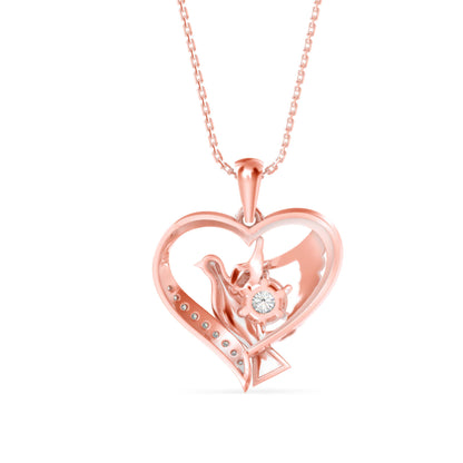 Duplet Heart Diamond Pendant-Rose Gold