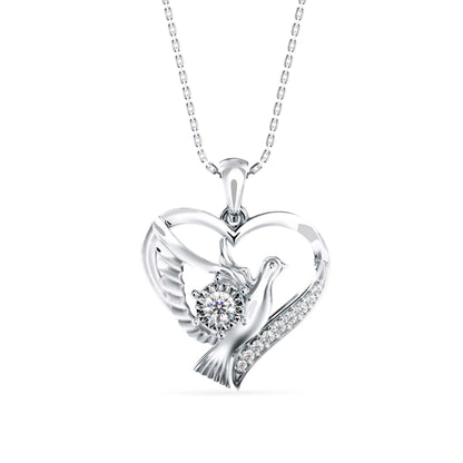 Duplet Heart Diamond Pendant-Silver