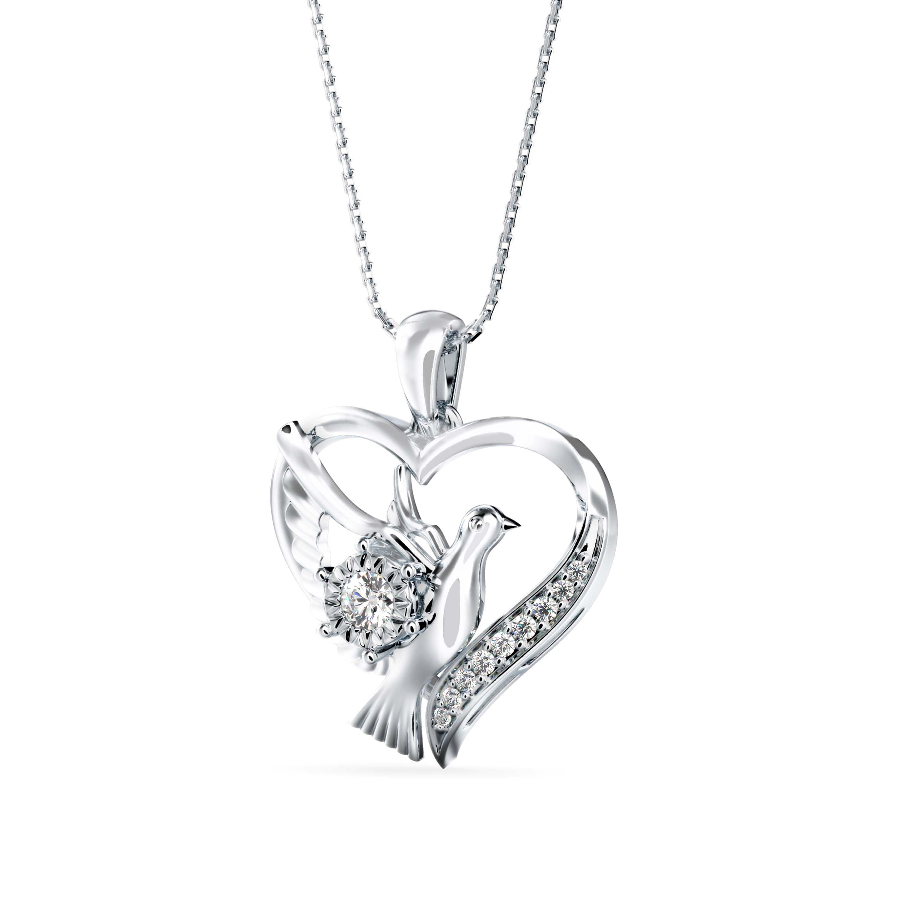 Duplet Heart Diamond Pendant-Silver