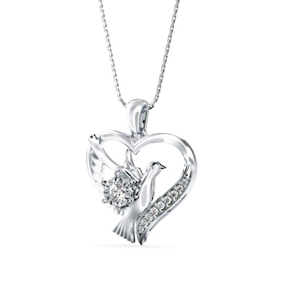 Duplet Heart Diamond Pendant-Silver